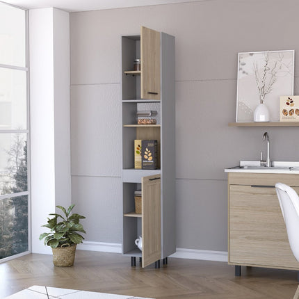 82" Gray Wood Pantry Or Storage Closet