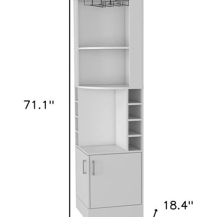 71" White Wood Corner Bar Cabinet With Two Doors