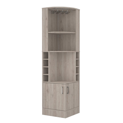 71" Light Gray Wood Corner Bar Cabinet With Two Doors