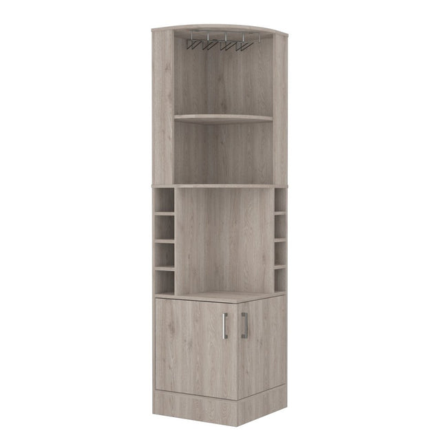 71" Light Gray Wood Corner Bar Cabinet With Two Doors