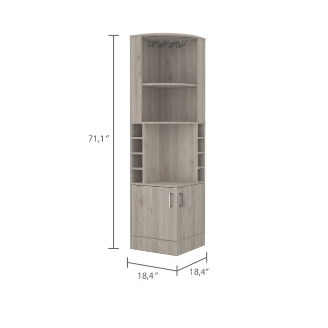 71" Light Gray Wood Corner Bar Cabinet With Two Doors