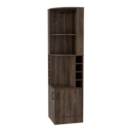 71" Walnut Wood Corner Bar Cabinet With Two Doors