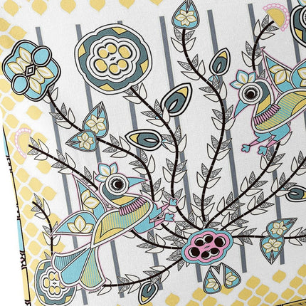 Set of Two White Yellow And Gray Peacock Indoor Outdoor Throw Pillow