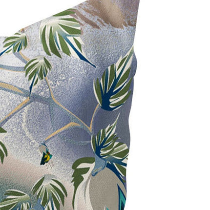 Set of Two Yellow Orange And Blue Bird Indoor Outdoor Throw Pillow