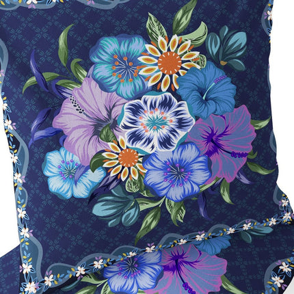 Set of Two Yellow And Blue Floral Indoor Outdoor Throw Pillow