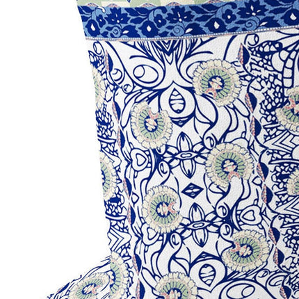 Set of Two White Pink And Blue Floral Indoor Outdoor Throw Pillow