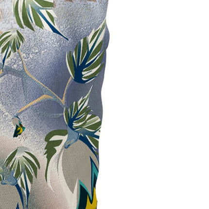 Set of Two Yellow Green And Blue Bird Indoor Outdoor Throw Pillow