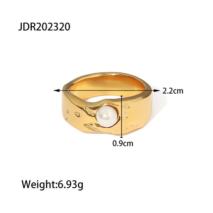 Stainless Steel And Titanium Pearl Jewelrycolorfast Ring