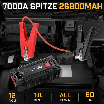 7000A 26800mAh 12V Car Jump Starter & Power Bank (All Gas/10L Diesel) -with QC3.0 Fast Charge