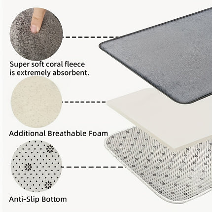 Gray Large Living Room Mat 1pc Coral Velvet Short Pile Soft Minimalist Bedroom Mat Kitchen Mat