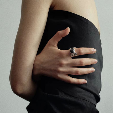 Star-trace Wide-band Ring In A Vintage Artistic Style