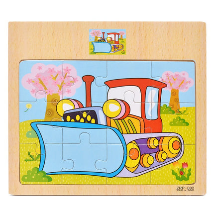 Wooden 12-piece Puzzle Puzzle Infant Children Early Childhood Educational Toys Animal Transportation Wooden Puzzle Toy