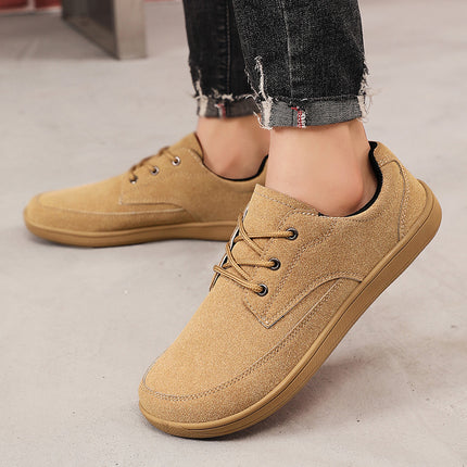 Men'S Wide Barefoot Shoes - Minimalist Lace-Up Casual Sneakers with Cushioned Insole,