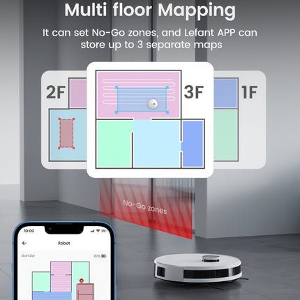 LEFANT M1G Robot Vacuum Cleaner Mop, LiDAR Navigation, 5500Pa Robot Vacuum Cleaner 200 Minutes,
