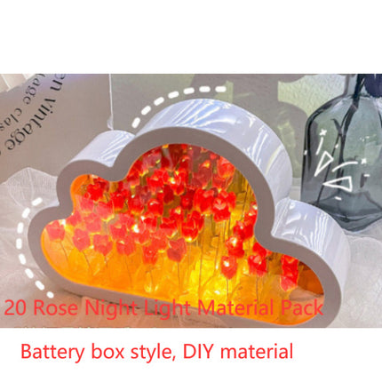Tulip Night Lamp DIY Material Cloud Tulips Night Lamp Decorative Mirrors Photo Frame LED Table Lights Korean Creative Desk Bedroom Handmade Birthday Gifts