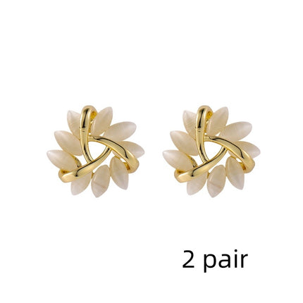 S925 Silver Needle Geometric Triangle Opal Stud Earrings Women