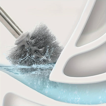Wall-Mounted Toilet Brush Set with Long Handle - Flexible, No-Dead-Corner Design