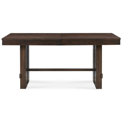 84" Dark Brown Wood Self-Storing Leaf Trestle Base Extension Dining Table