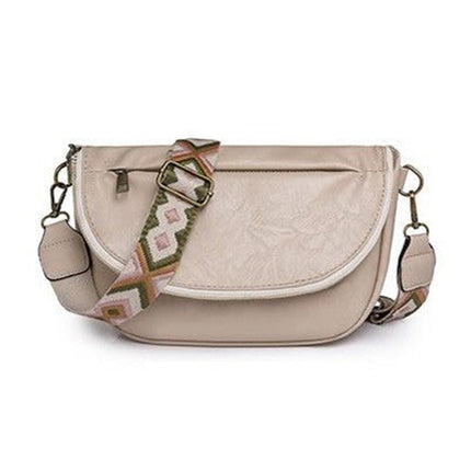Dark Grey Wide Strap PU Leather Crossbody Bag