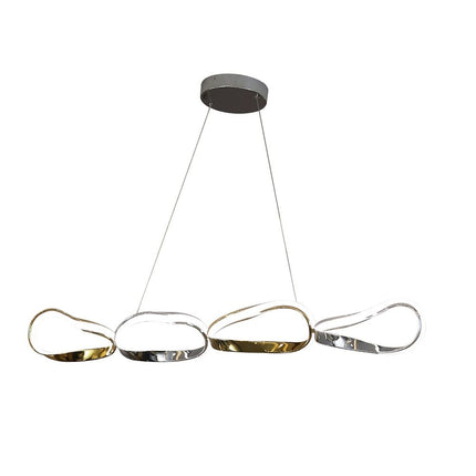 Gold And Silver Unique Statement Four Light Metal LED Dimmable Chandelier