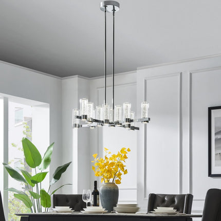 Silver And Clear Candle Style Twelve Light Transparent Metal LED Dimmable Chandelier With Clear Shades