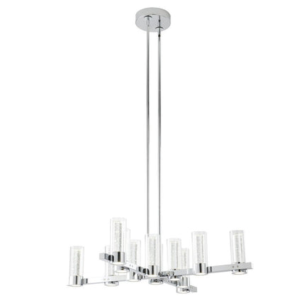 Silver And Clear Candle Style Twelve Light Transparent Metal LED Dimmable Chandelier With Clear Shades