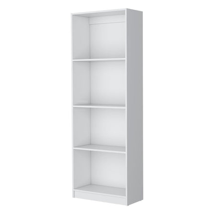 71" White Wood Four Tier Bookcase