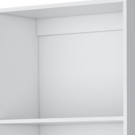 71" White Wood Four Tier Bookcase