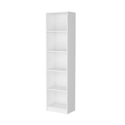 71" White Wood Five Tier Bookcase