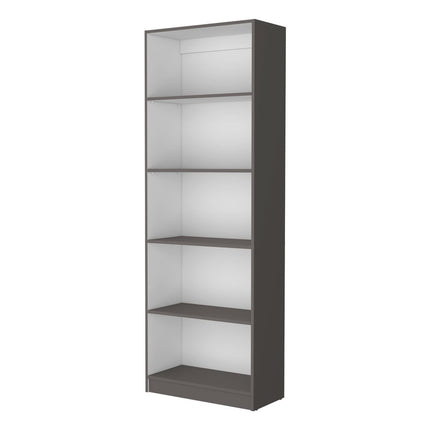 71" Gray And White Wood Five Tier Bookcase