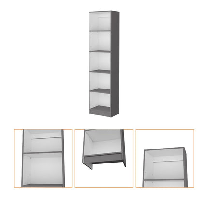 71" Gray And White Wood Five Tier Bookcase