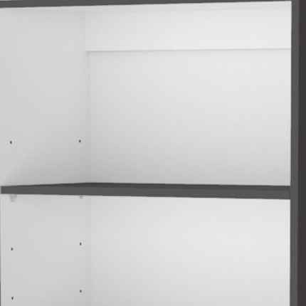 71" Gray And White Wood Three Tier Bookcase with Two Doors