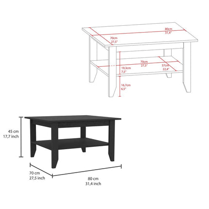Set Of Two Black Wood Coffee Table