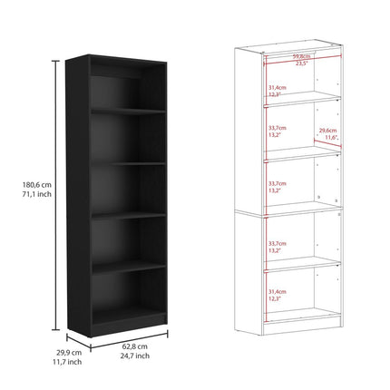 Set of Two Black Wood Multi Tier Bookcases