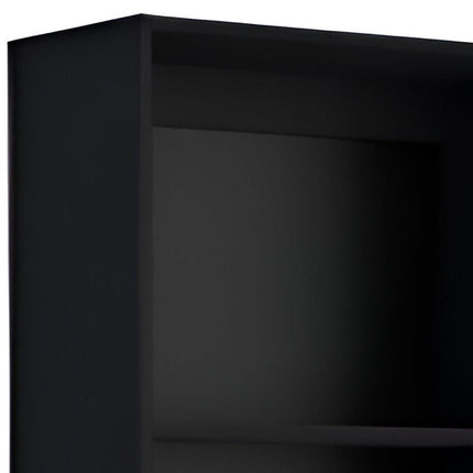 Set of Two Black Wood Multi Tier Bookcases