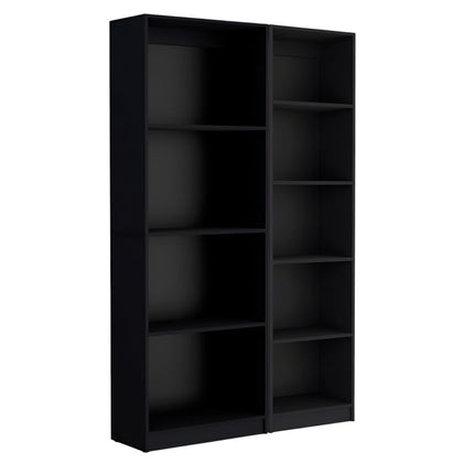 Set of Two Black Wood Multi Tier Bookcases