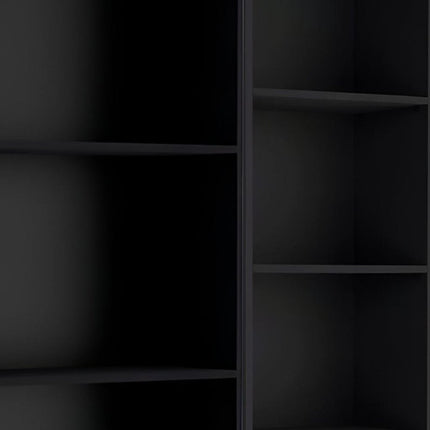 Set of Two Black Wood Multi Tier Bookcases