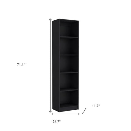 Set of Two Black Wood Multi Tier Bookcases
