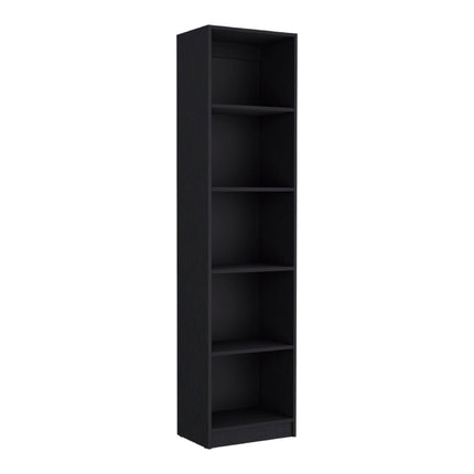 71" Black Five Tier Bookcase