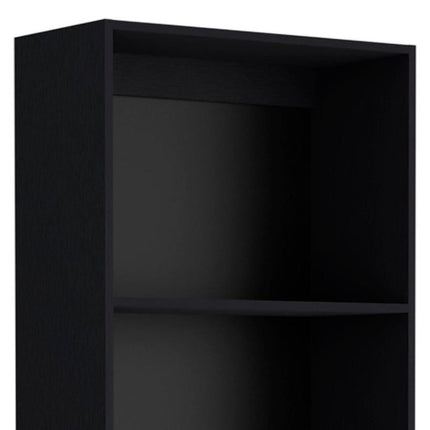 Set of Three Black Wood Five Tier Bookcase