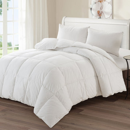 White Twin Fabric Spot Clean Goose Down Down Comforter