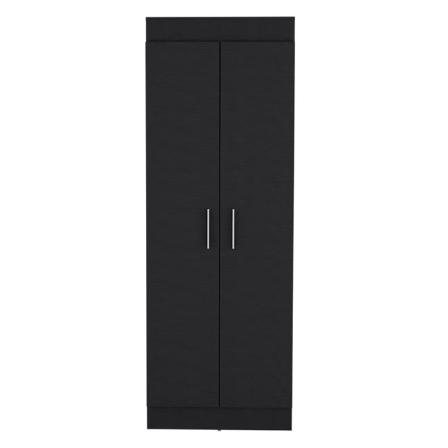 67" Black Wood Pantry Or Storage Closet