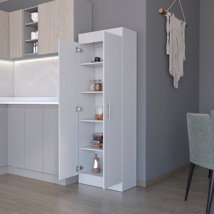 67" White Wood Pantry Or Storage Closet
