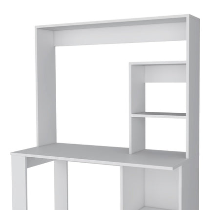71" White Wood Four Tier Bookcase