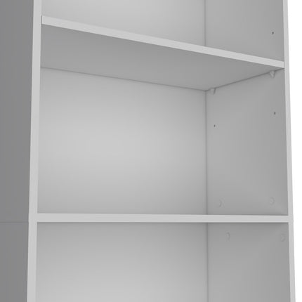 71" White Wood Five Tier Bookcase