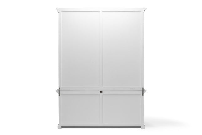 65" White Solid Wood Frame Dining Hutch With Fourteen Shelves