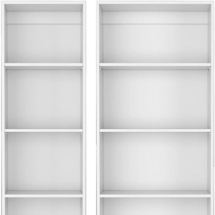 Set of Two White Wood Five Tier Modular Bookcase