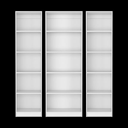 Set of Three White Wood Five Tier Modular Bookcase