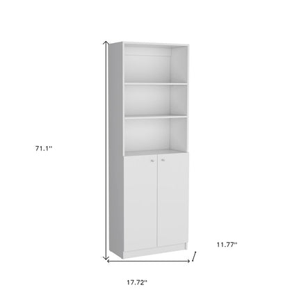 Set of Three White Wood Five Tier Modular Bookcase with Four Doors