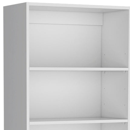 Set of Three White Wood Five Tier Modular Bookcase with Four Doors